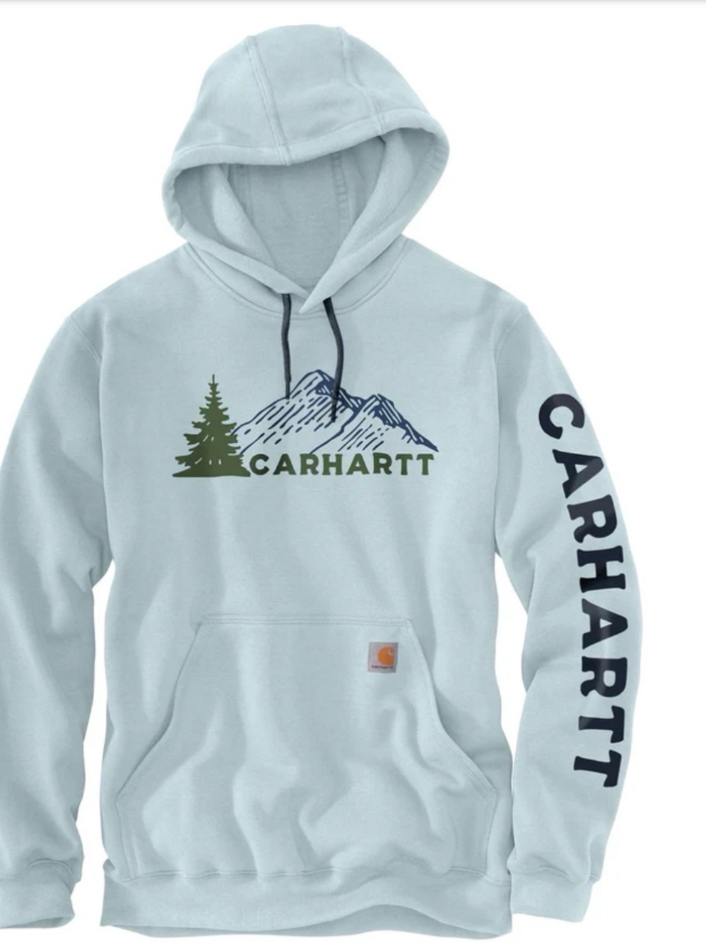 Carhartt Light Blue Crewneck Hoodie with Mountain & Tree Logo